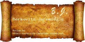Berkovits Jeremiás névjegykártya